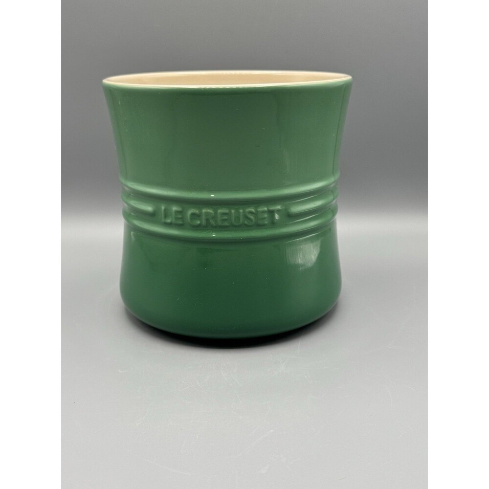 Le Creuset Green Stoneware Utensil Crock Kitchen Tool Holder France